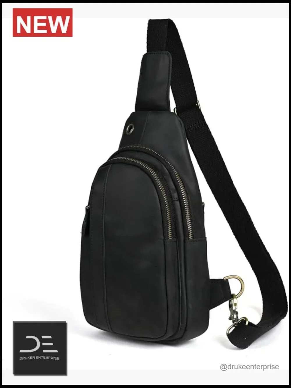Genuine Leather Crossbody Sling Bag for Men Outdoor Travel Hiking Chest Bag